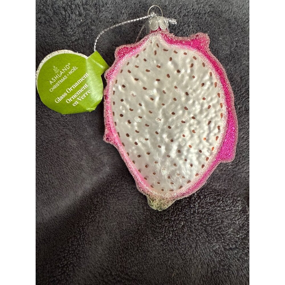 Dragon Fruit Glass Ornament With Glitter Accents & Hanging Loop - Unique Holiday - Picture 4 of 7